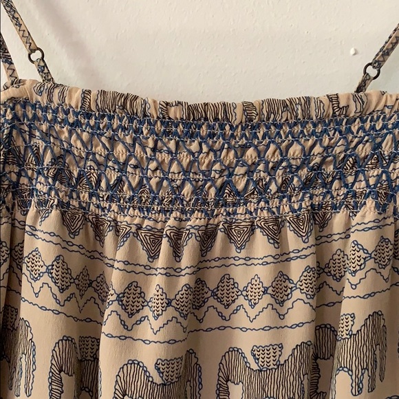 Beige and blue patterned spaghetti string dress - Picture 4 of 8